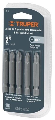 Truper Bit hegy készlet, 5 db, PH2, S2 acél