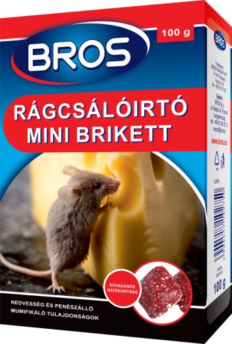 Bros Rágcsálóirtó paraffinos blokk, mini brikett 100g 29ppm 12
