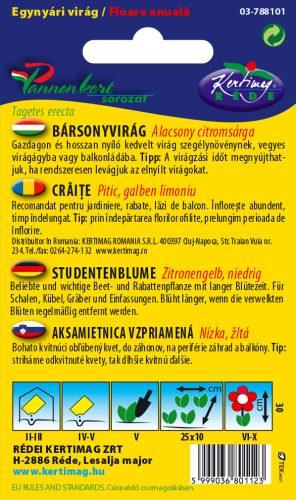 Bársonyvirág alacsony citromsárga 1g RÉDEI