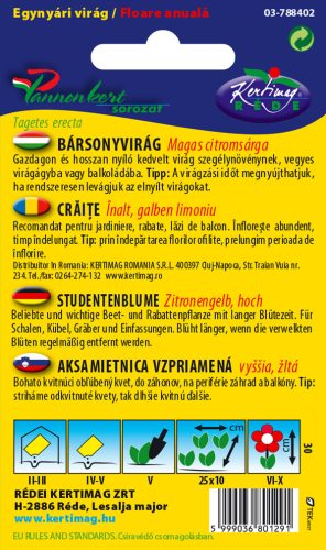 Bársonyvirág magas citromsárga 1g RÉDEI