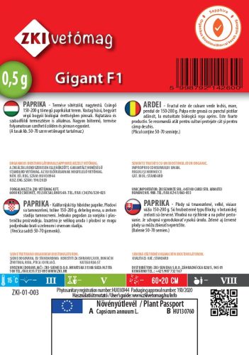 Paprika Gigant F1 0,5g ZKI