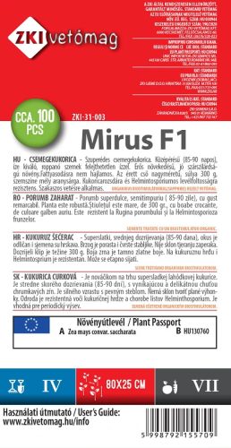Csemegekukorica Mirus F1 100 szem ZKI