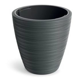 VIRÁGCSERÉP VENA 400 ROUND LOW - SÖTÉTSZÜRKE